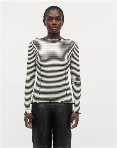 Mads Nørgaard - Stripe Siri Trøje - Vanilla Ice/Black